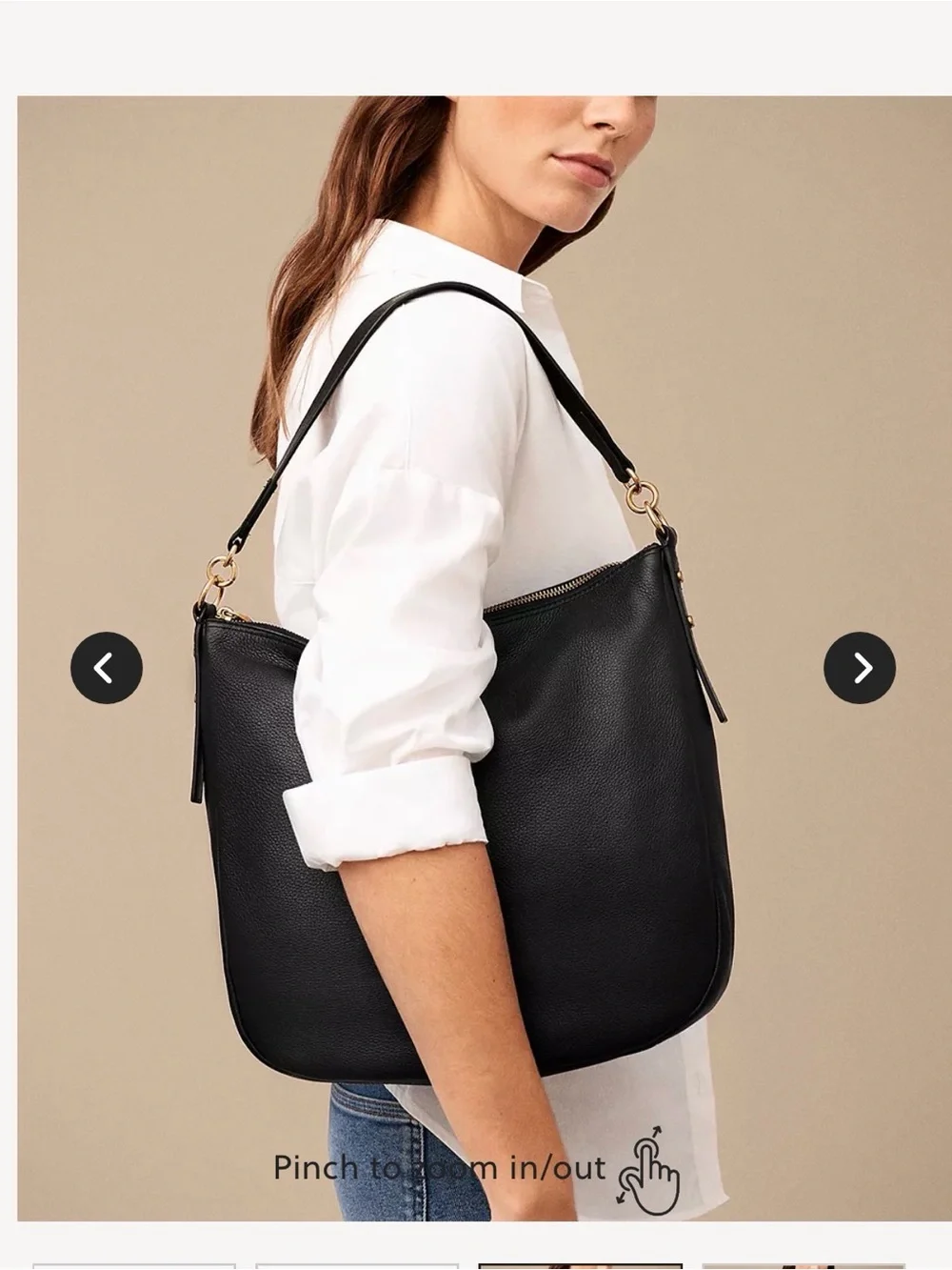 Fossil Black Pebbled Leather Shoulder Bag with Gold Hardware